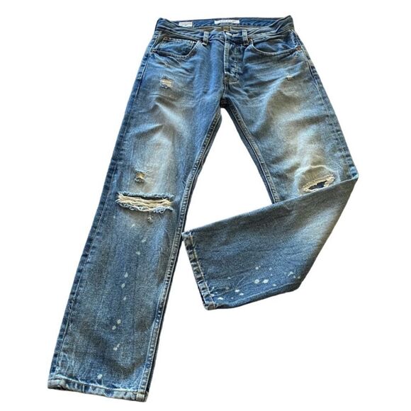 Pacsun Vintage Loose Medium Wash Mid Rise Distressed Button Fly Jeans Size 28 - Picture 1 of 13